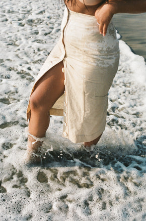 The Button Skirt in Natural Canvas