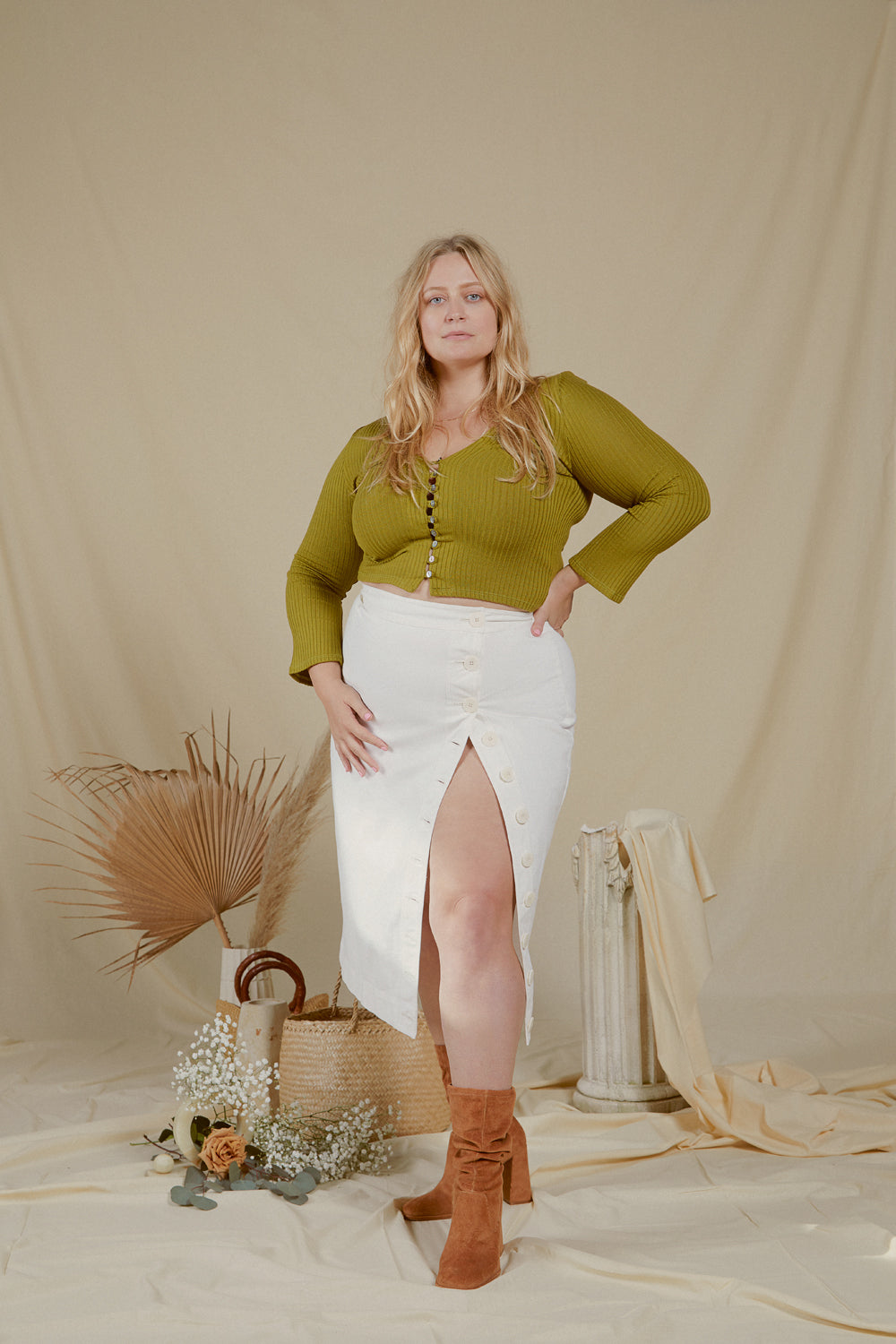 The Button Skirt in Original Canvas