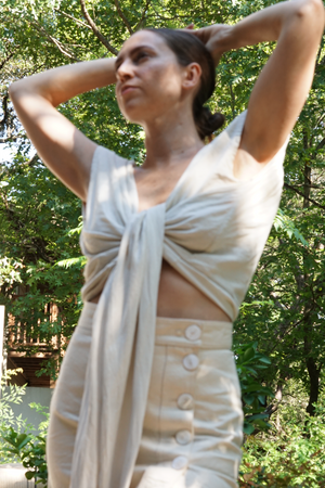 The Button Skirt in Natural Canvas